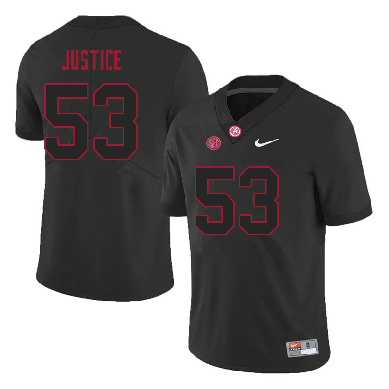Alabama Crimson Tide Men's Kevin Justice #53 Black NCAA Nike Authentic Stitched 2021 College Football Jersey PK16Z38ZE